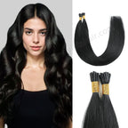 Model Wearing (#1) Jet Black I Tip Extensions 