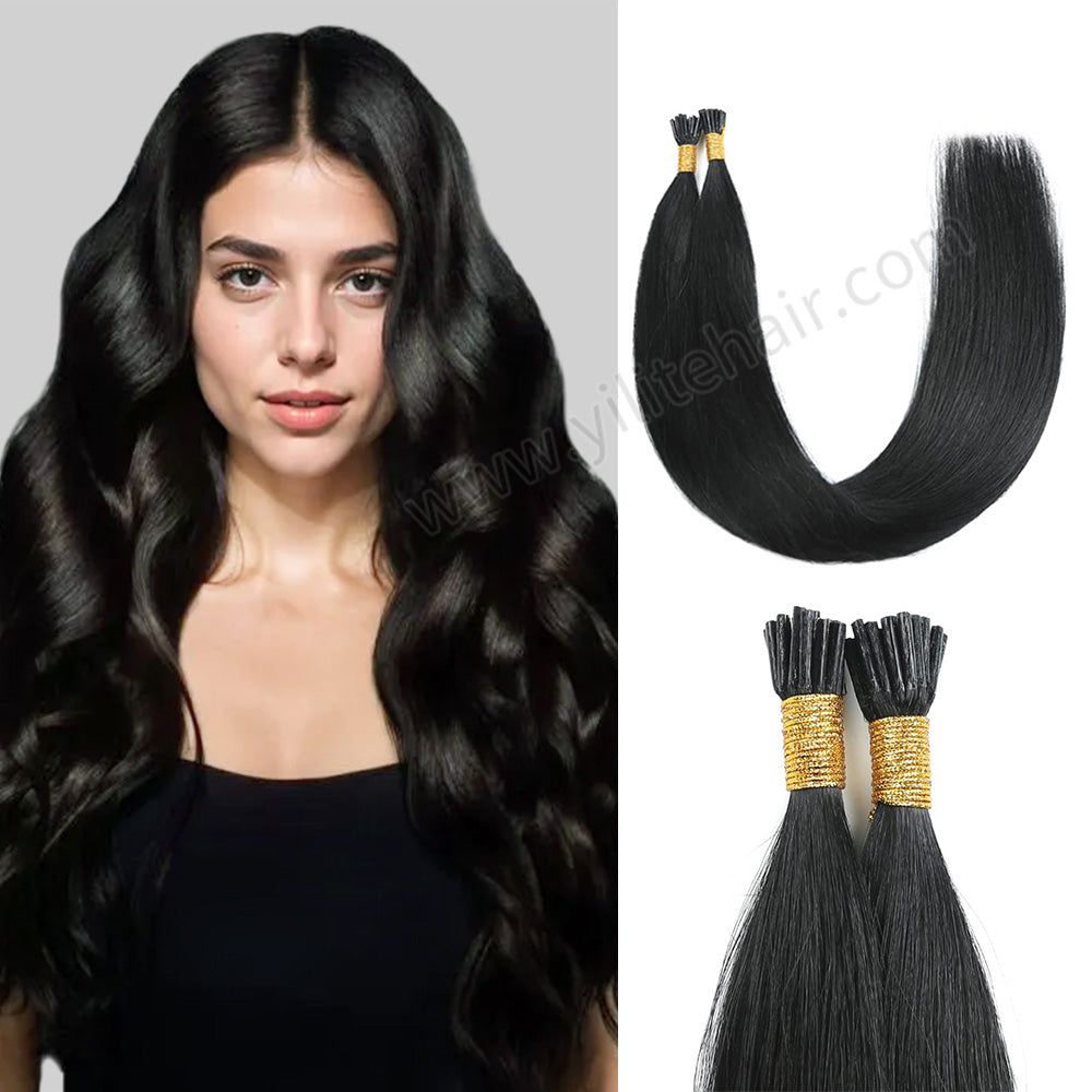 Model Wearing (#1) Jet Black I Tip Extensions 