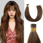 Model Wearing (#4) Chocolate Brown I Tip Extensions 