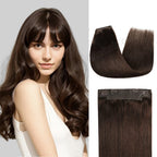 Model Showcasing (#2) Darkest Brown Invisible Wire Hair Extensions