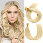 Model Wearing (#613) Bleach Blonde U Tip Hair Extensions