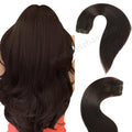 Back View of Model Showcasing (#2) Darkest Brown Sew In Weft