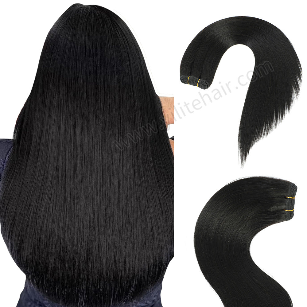 Back View of Model Showcasing (#1B) Natural Black Sew In Weft