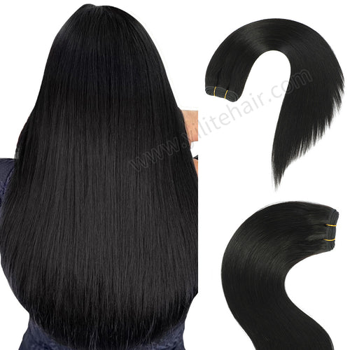 Back View of Model Showcasing (#1B) Natural Black Sew In Weft