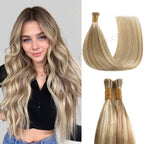 Model Wearing (#P18/613) Ash Blonde Highlights I Tip Extensions