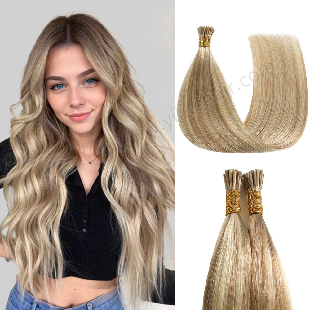 Model Wearing (#P18/613) Ash Blonde Highlights I Tip Extensions