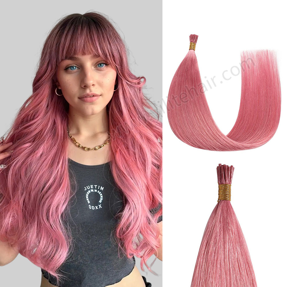 Model Wearing Hot Pink I Tip Extensions