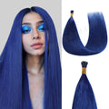 Model Wearing Blue I Tip Extensions
