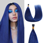 Model Wearing Blue I Tip Extensions