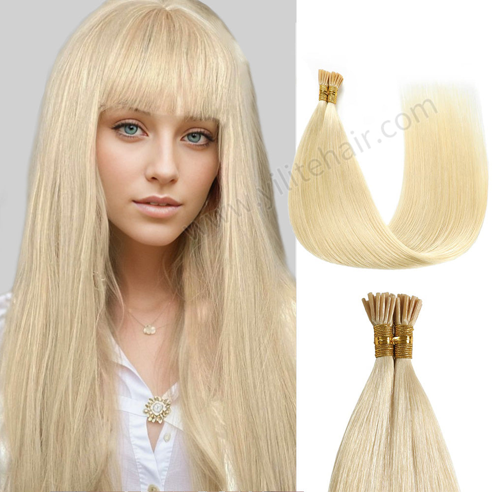 Model Wearing (#60) Platinum Blonde I Tip Extensions 