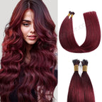 Model Wearing (#99J) Burgundy I Tip Extensions