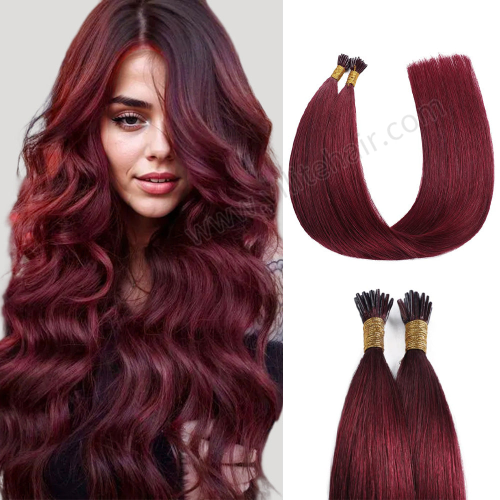 Model Wearing (#99J) Burgundy I Tip Extensions