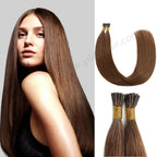 Model Wearing (#6) Chestnut Brown I Tip Extensions