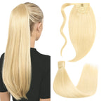 Back View of Model Showcasing (#613) Bleach Blonde Wrap Around Ponytail Extension