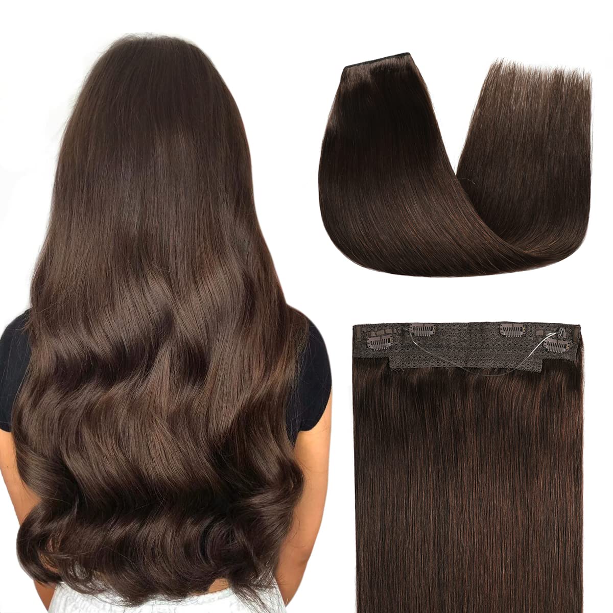 Back View of The Model Showing (#2) Darkest Brown Wire Extensions