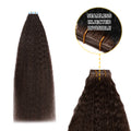 (#2) Darkest Brown Kinky Straight Invisible Tape Ins 20Pcs