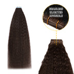 (#2) Darkest Brown Kinky Straight Invisible Tape Ins 20Pcs
