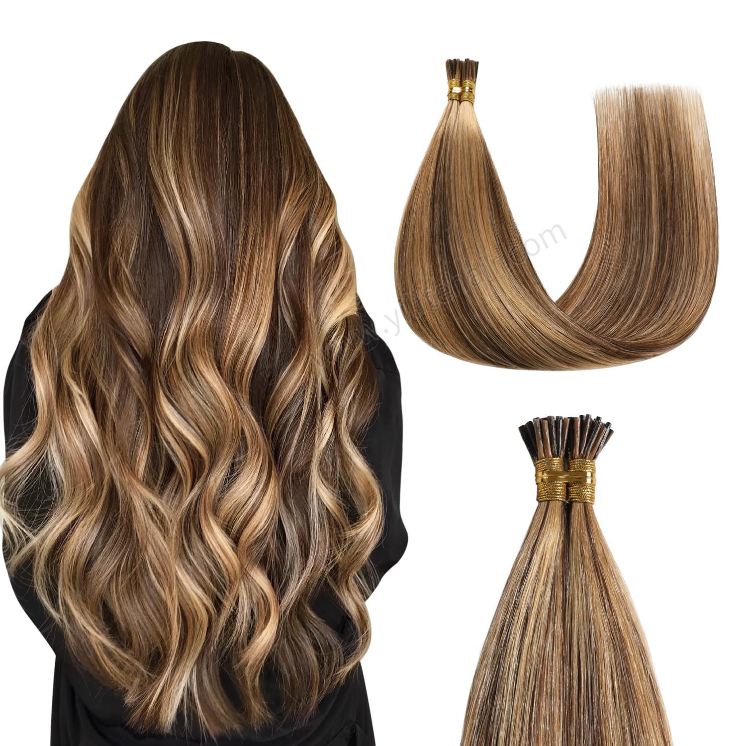 Back View of Model Wearing (#P4/27) Caramel Blonde Balayage
