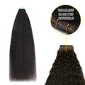 (#1B) Natural Black Kinky Straight Invisible Tape Ins 20Pcs