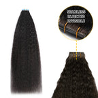 (#1B) Natural Black Kinky Straight Invisible Tape Ins 20Pcs