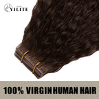 (#2) Darkest Brown Kinky Straight Invisible Tape Ins 20Pcs Virgin Human Hair