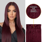 Model Wearing Seamless Clip Ins 7Pcs 16 Clips (#99J) Burgundy