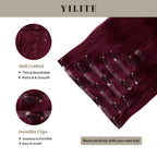 Seamless Clip Ins 7Pcs with Front View Thumbnail and Close-Up of Clips (#99J) Burgundy