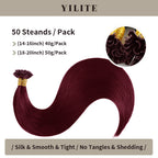 (#99J) Burgundy U Tip Hair Extensions 50 Strands Per Pack