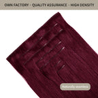Seamless Clip Ins 7Pcs with Close-up of Clips (#99J) Burgundy