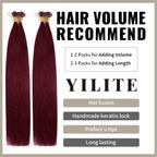 (#99J) Burgundy U Tip Hair Extensions with Hair Volume Recommend