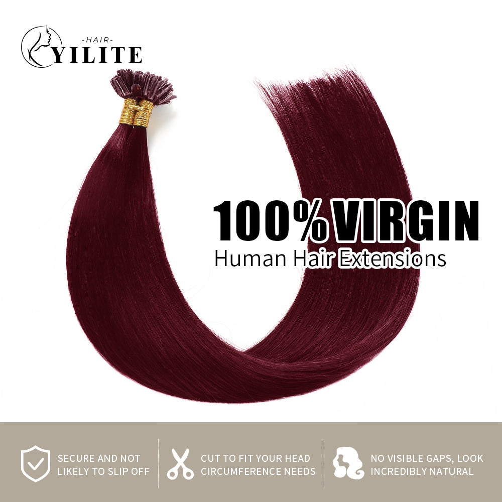 (#99J) Burgundy U Tip Hair Extensions 100% Virgin Human Hair 