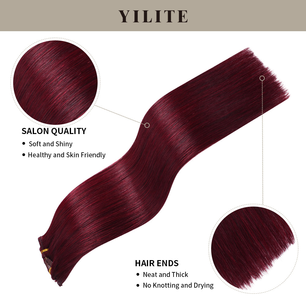 (#99J) Burgundy Classic Clip Ins with salon quality and hair ends 