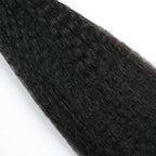 Close-up of (#1) Jet Black Kinky Straight Invisible Tape Ins 20Pcs