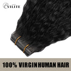 (#1) Jet Black Kinky Straight Invisible Tape Ins 20Pcs Virgin Human Hair